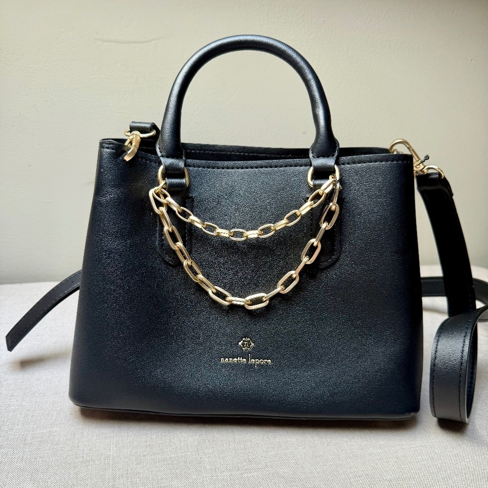 Nanette Lepore Black Valle Convertible Satchel Never Used - Picture 1 of 11